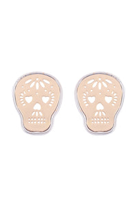 Two Tone Sugar Skull Post Earrings