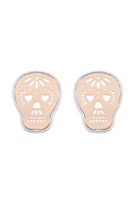 Two Tone Sugar Skull Post Earrings