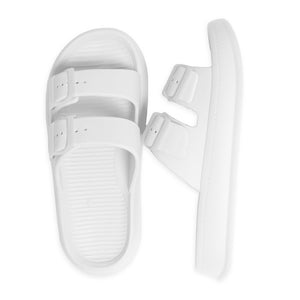 White Comfy Slides with Buckles
